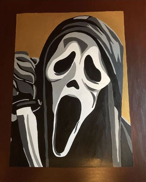 My painting of Ghostface | Art inspiration painting, Movie canvas painting, Pop art painting