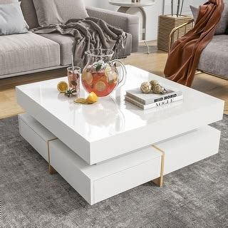 Harper&Bright Designs Multi-Storage Square Gloss Coffee Table - On Sale - Bed Bath & Beyond ...