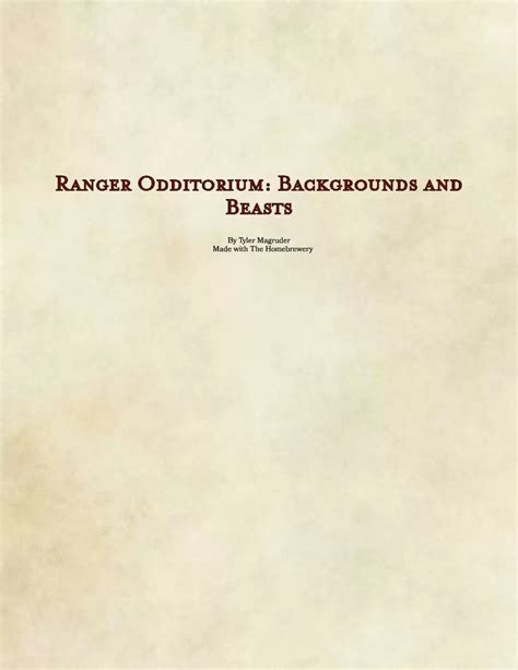 (5e) Ranger Odditorium: Backgrounds and Beasts - Zargo Games | DriveThruRPG