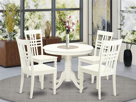 5 Piece Set for 4 Includes a Round Table with Pedestal and 4 Kitchen Dining Chairs, 36x36 Inch ...