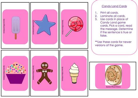 Candyland Board Game Printable Pieces