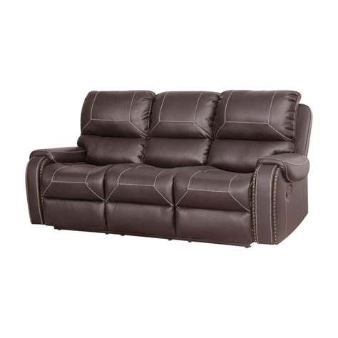 Faux Leather Reclining Sofa Couch 3 Seater for Living Room Brown ...
