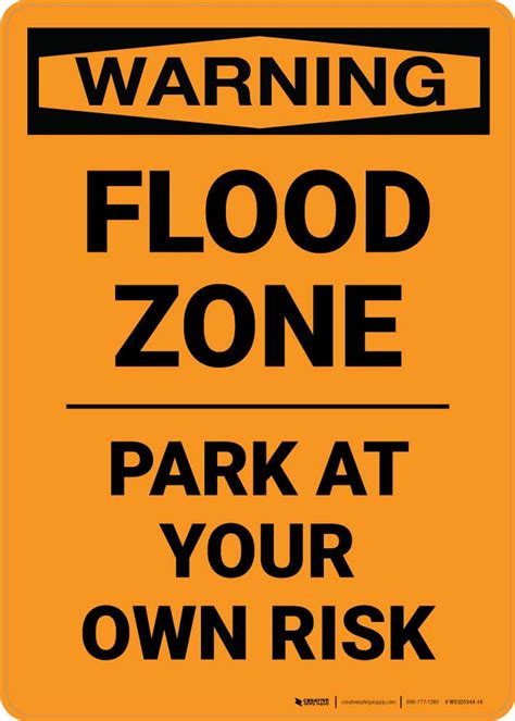 Warning: Flood Zone - Park At Your Own Risk Portrait | Creative Safety Supply