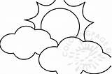 Sun With clouds  Coloring Page sketch template