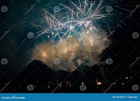 Fireworks in Kuala Lumpur stock image. Image of kualalumpur - 76675827