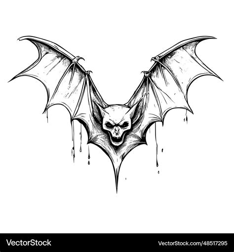 Halloween scary bat flying sketch close-up Vector Image