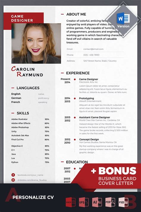 Carolin Raymund - Game Designer Resume Template #Resume #Game #Raymund #Carolin | Resume design ...