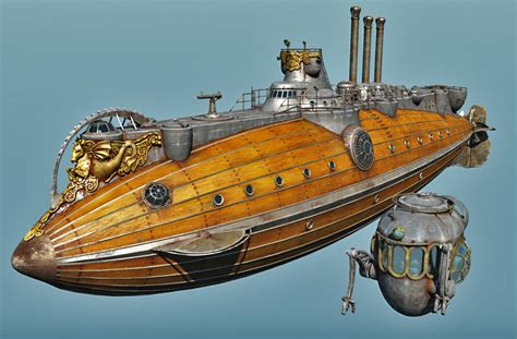 steampunk steam submarine 3d model