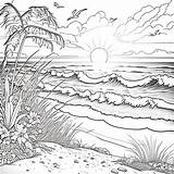 Free Beach Scene Coloring Pages sketch template