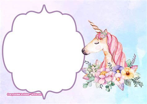 FREE Unicorn Invitation Templates - Pastel and Flower Background | DREVIO