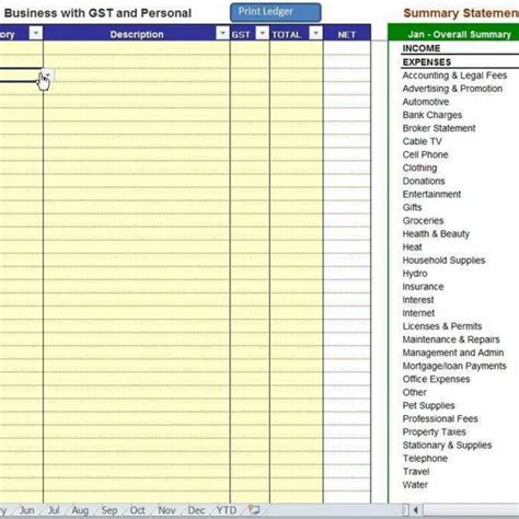 Gst Spreadsheet Template Canada with Easy Bookkeeping Software For ...