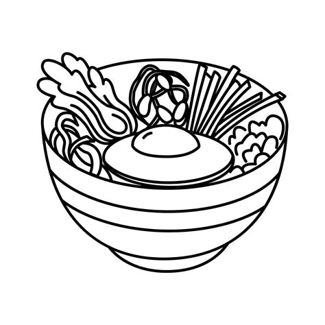 Premium Vector | Bibimbap bowl doodle hand drawn vector illustration korean traditional food ...