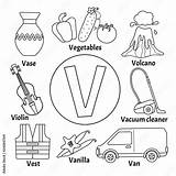 V Is For Coloring Page sketch template