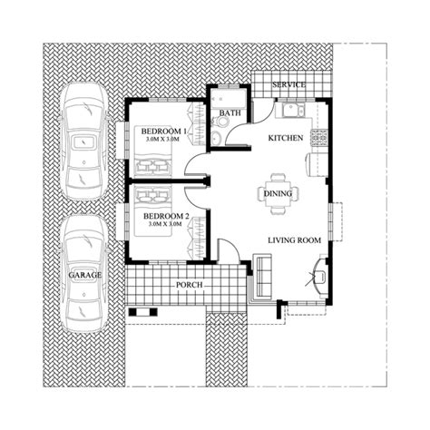 Elvira - 2 Bedroom small house plan with Porch - Pinoy House Plans