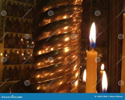 Burning Candles during Epiphany at Russian Orthodox Church. Stock Photo - Image of golden ...