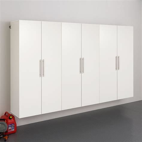 Prepac HangUps 3 Piece 108" Large Wall Mounted Garage Cabinet Set in White - Walmart.com ...