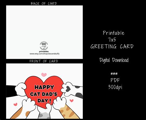 Happy Cat Dad's Day Card From the Cat, Printable Fathers Day Greeting ...