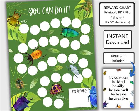 Beetles Reward Chart for Kids Behavior Chart Printable, Chore Chart Toddlers, PDF Instant ...