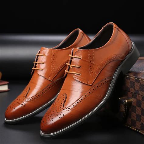 Gentleman Oxford Shoes Men's Dress Business Party Shoes Casual High Quality Brogue Lace Up ...