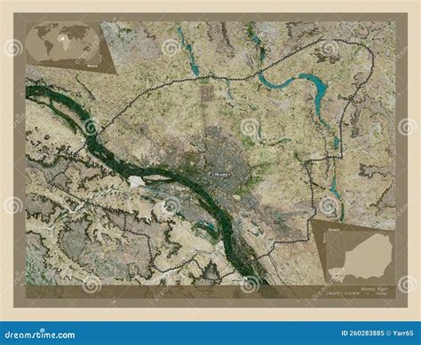 Niamey, Niger. High-res Satellite. Labelled Points of Cities Stock ...