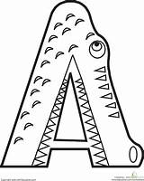 Color The Alligator Letter A  Educationcom Animal alphabet Letters sketch template