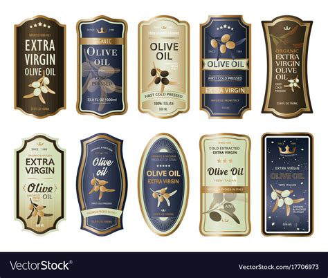 Sticky labels or stickers for olive oil bottles Vector Image