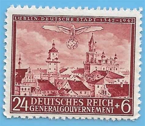 GERMANY WW2 1942 German Swastika Occupation of Poland Lublin 24+6 Stamp WW2 ERA $0.99 - PicClick