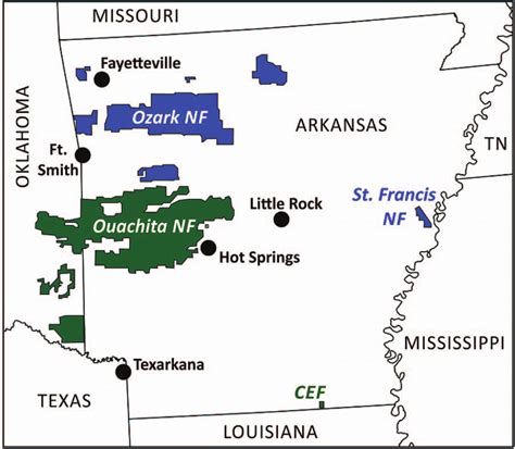 Map Of Ozark National Forest In Arkansas