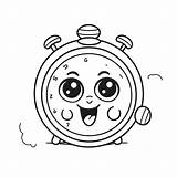 Cute Cartoon Alarm Clock Coloring Page Outline Sketch Drawing Vector  sketch template