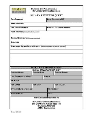 MD Baltimore City Public Schools Salary Review Request 2008-2023 - Fill ...