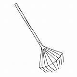 Gardening Tools rake Outline Icons Black And White Engraved  sketch template