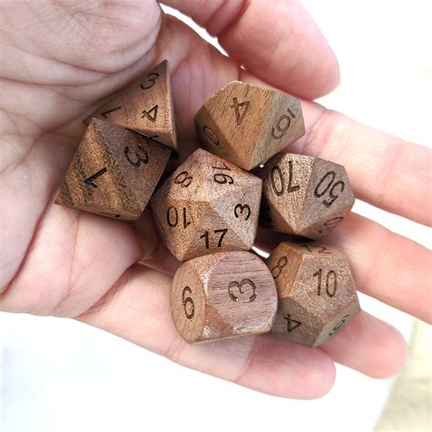 Black Walnut Wood DnD Dice Set Polyhedral dice D&D dice | Etsy