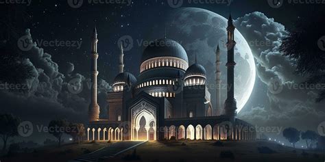 beautiful mosque at night sky ramadan background 23416814 Stock Photo at Vecteezy