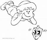 Boy Playing Dreidel Coloring Pages  Free Printable Coloring sketch template
