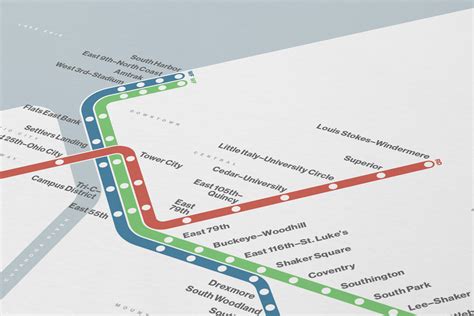 Cleveland RTA Rail Map / Ohio Rapid Transit / Minimal Poster - Etsy UK