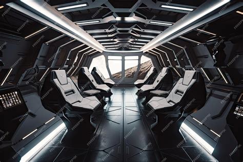 Premium AI Image | The interior of a spaceship with sleek and ...