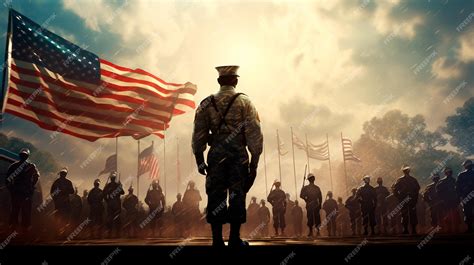 Premium AI Image | military soldiers in front of american flag background