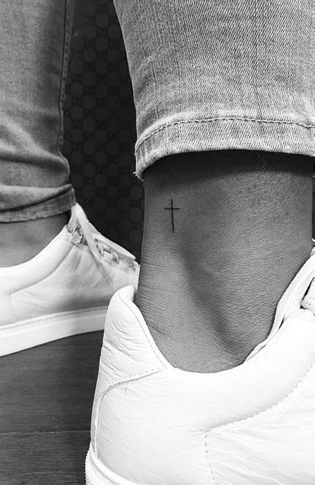 Simple Ankle Cross Tattoo Idea