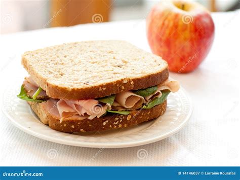 Ham Sandwich On Whole Wheat Bread Stock Image - Image of fastfood, meal: 14146037