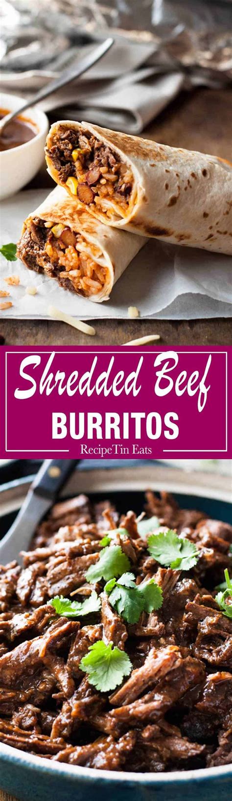 Shredded Mexican Beef Burritos (Freezer Friendly) | RecipeTin Eats