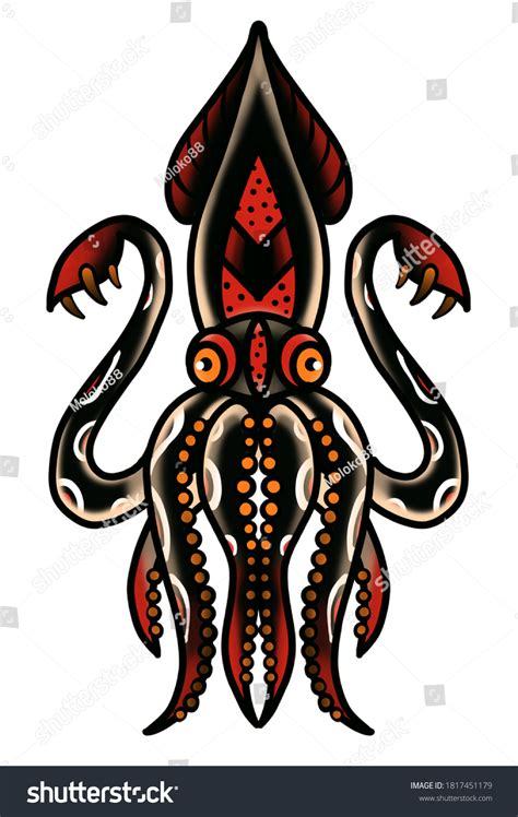 Giant Squid Tattoo Executed Traditional Style Stock Illustration 1817451179