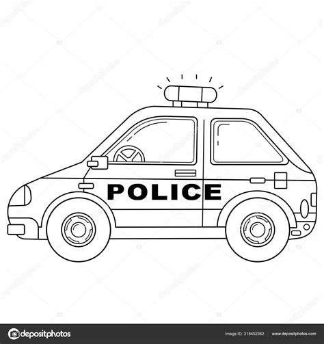 Coloring Page Outline Of cartoon police car. Police. Images transport or vehicle for children ...