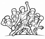 Malvorlagen Gruppe Von Tischtennisspielern  Tischtennis sketch template
