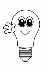 Cartoon Light Bulb Character  Coloring Page sketch template