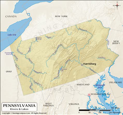 Pennsylvania River Map, Pennsylvania Rivers and Lakes