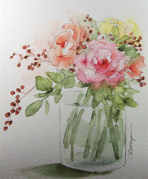 Bouquet of Roses Original Watercolor Painting Flowers