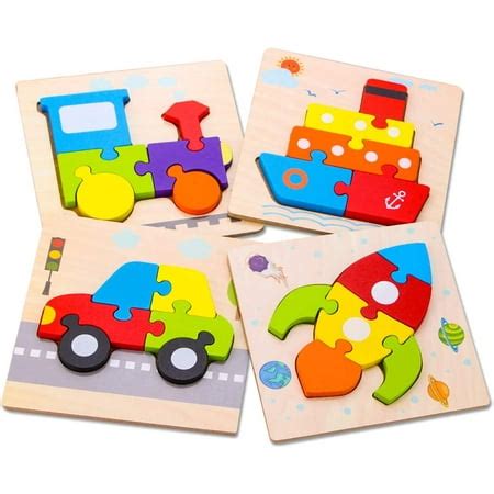 Wooden Toddler Puzzles, Gift Toys for 1 2 3 Years Old Boys &Girls, Baby ...