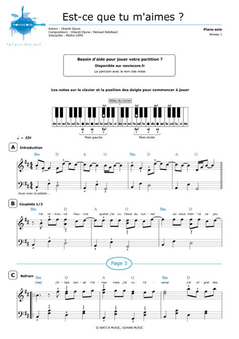 Piano sheet music Est-ce que tu m'aimes ? (Maître Gims) | Noviscore sheets