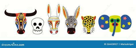 Colombian Carnival Traditional Masks, Isolated Stock Vector ...