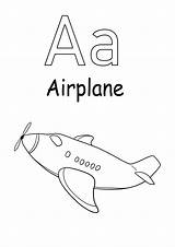 A Is For Airplane Free Printable coloring Kids sketch template